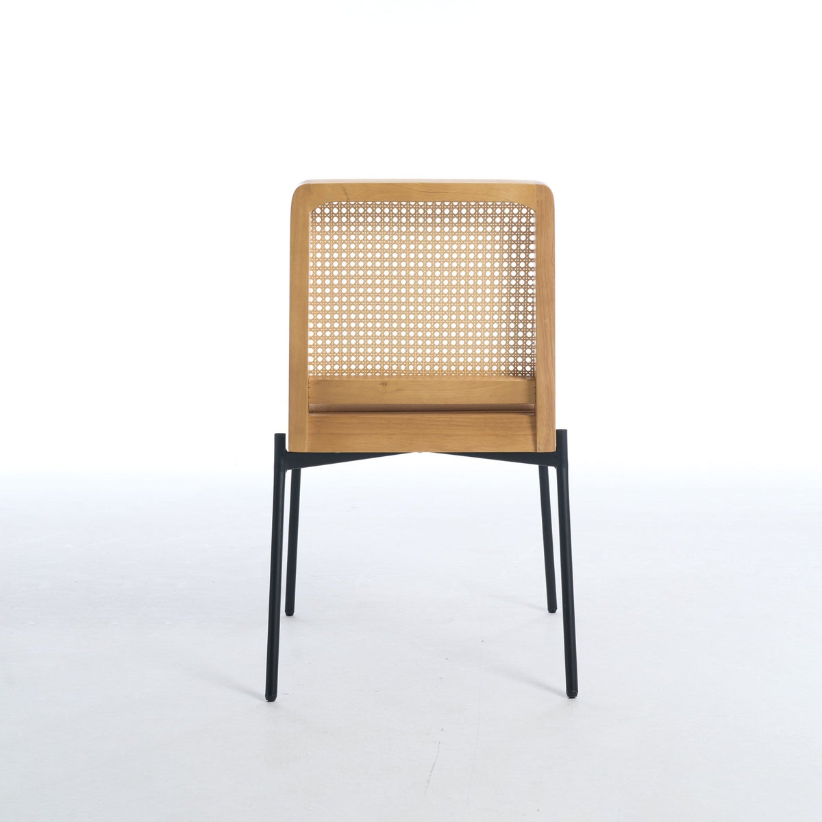 Mid - Century Dining Chairs Set of 2, Accent Linen Fabric Side Chairs with Rattan Backrest Metal Legs Kitchen Chairs for Dining Room Living Room - 1st Choice Furniture Direct