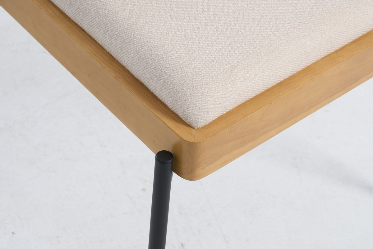 Mid - Century Dining Chairs Set of 2, Accent Linen Fabric Side Chairs with Rattan Backrest Metal Legs Kitchen Chairs for Dining Room Living Room - 1st Choice Furniture Direct