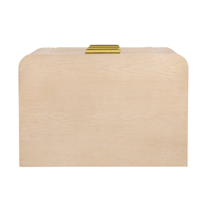 Mid - Century Fluted 3 Drawers Nightstand, Bedside Table with Curved Profile Design and Wide Gold Glossy Handles, End Table for Living Room, Bedroom, Easy Assembly, Champagne - 1st Choice Furniture Direct