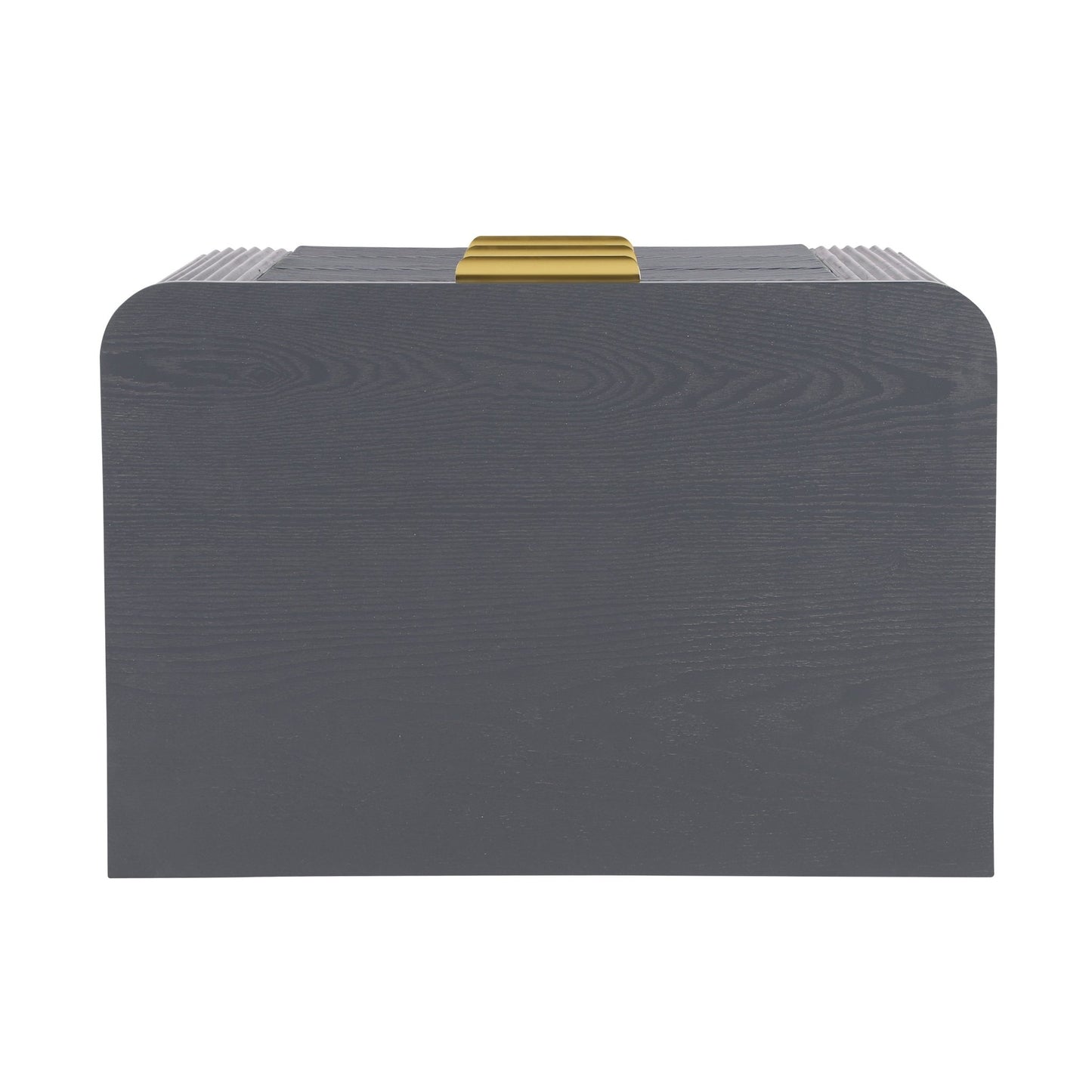 Mid - Century Fluted 3 Drawers Nightstand, Bedside Table with Curved Profile Design and Wide Gold Glossy Handles, End Table for Living Room, Bedroom, Easy Assembly, Dark Gray - 1st Choice Furniture Direct