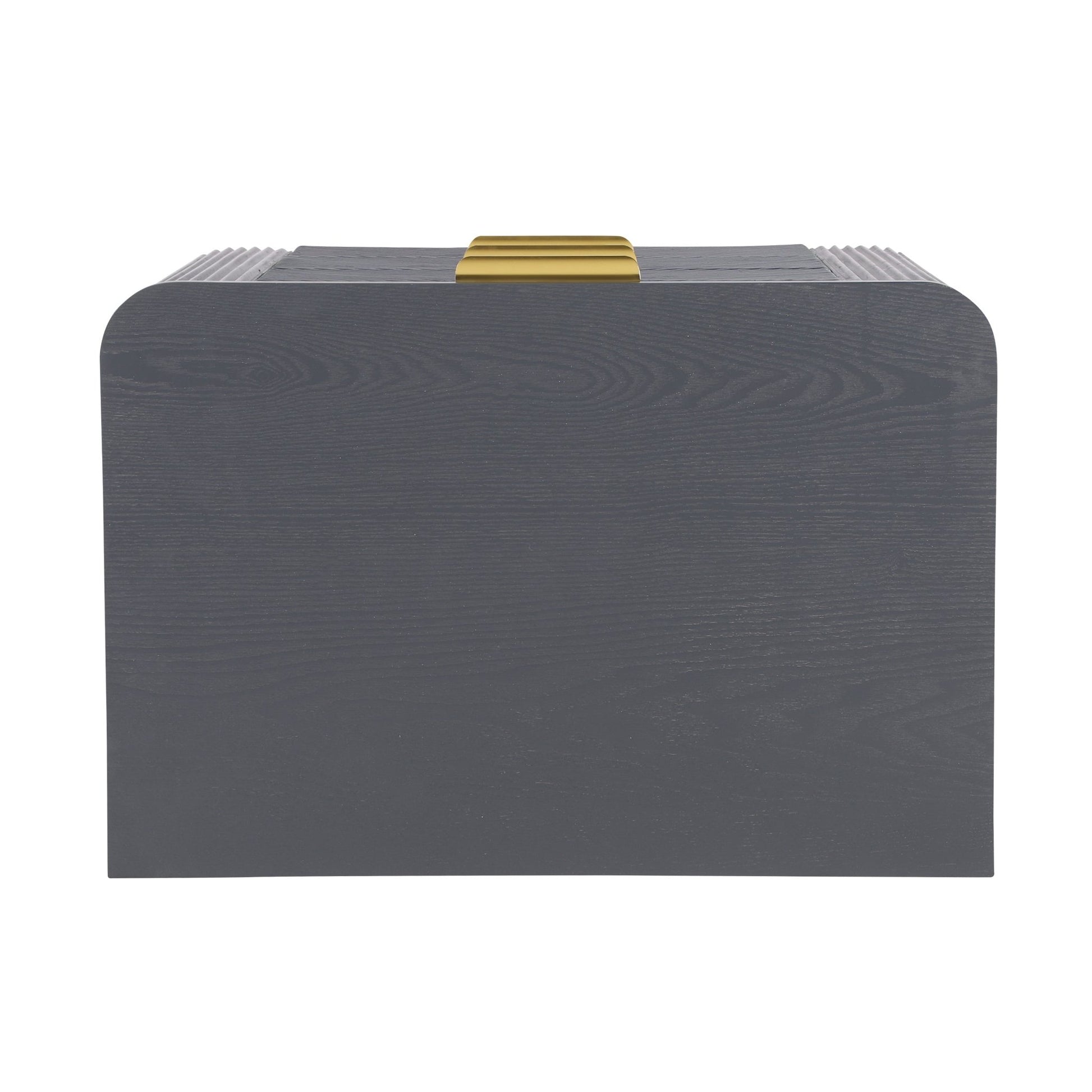 Mid - Century Fluted 3 Drawers Nightstand, Bedside Table with Curved Profile Design and Wide Gold Glossy Handles, End Table for Living Room, Bedroom, Easy Assembly, Dark Gray - 1st Choice Furniture Direct