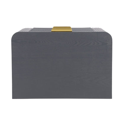 Mid - Century Fluted 3 Drawers Nightstand, Bedside Table with Curved Profile Design and Wide Gold Glossy Handles, End Table for Living Room, Bedroom, Easy Assembly, Dark Gray - 1st Choice Furniture Direct