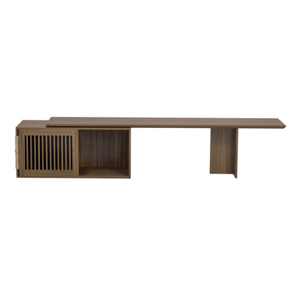 Mid-Century Modern 2 in 1 Cat Furniture 78' Extendable Walnut TV Stand (up to 100'), Entertainment Center Litter Box Enclosure with Cat Scratcher - 1st Choice Furniture Direct
