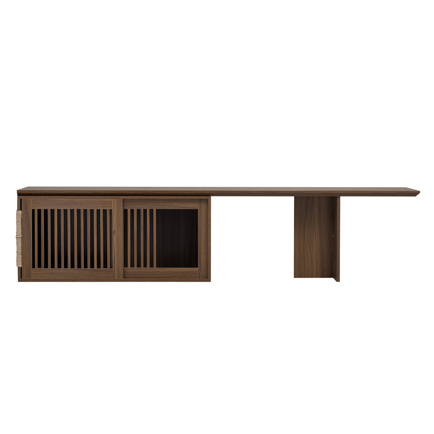 Mid-Century Modern 2 in 1 Cat Furniture 78' Extendable Walnut TV Stand (up to 100'), Entertainment Center Litter Box Enclosure with Cat Scratcher - 1st Choice Furniture Direct