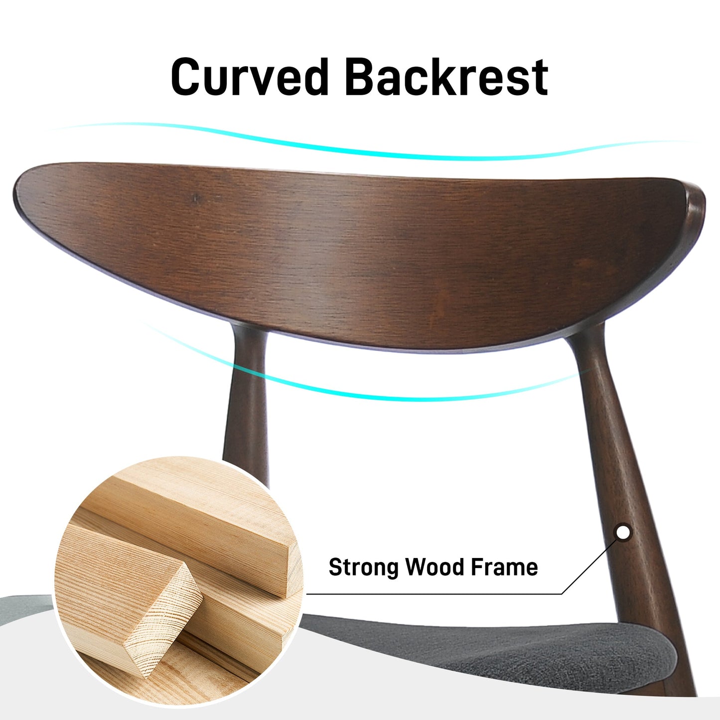 Mid - Century Modern 5 - Piece Dining Set with Rubberwood Frame, Ergonomic Chairs in Walnut and Charcoal Finish - 1st Choice Furniture Direct