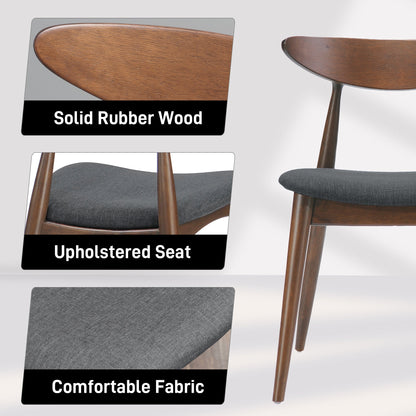 Mid - Century Modern 5 - Piece Dining Set with Rubberwood Frame, Ergonomic Chairs in Walnut and Charcoal Finish - 1st Choice Furniture Direct