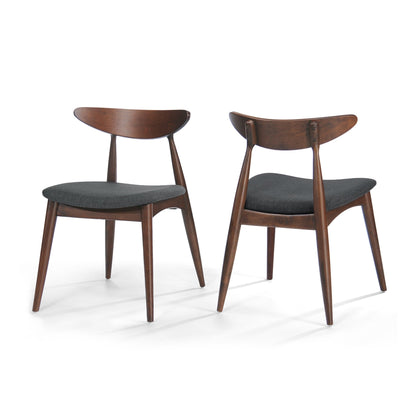 Mid - Century Modern 5 - Piece Dining Set with Rubberwood Frame, Ergonomic Chairs in Walnut and Charcoal Finish - 1st Choice Furniture Direct