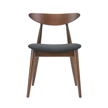 Mid - Century Modern 5 - Piece Dining Set with Rubberwood Frame, Ergonomic Chairs in Walnut and Charcoal Finish - 1st Choice Furniture Direct