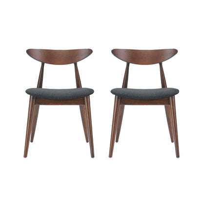 Mid - Century Modern 5 - Piece Dining Set with Rubberwood Frame, Ergonomic Chairs in Walnut and Charcoal Finish - 1st Choice Furniture Direct
