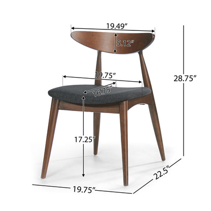 Mid - Century Modern 5 - Piece Dining Set with Rubberwood Frame, Ergonomic Chairs in Walnut and Charcoal Finish - 1st Choice Furniture Direct