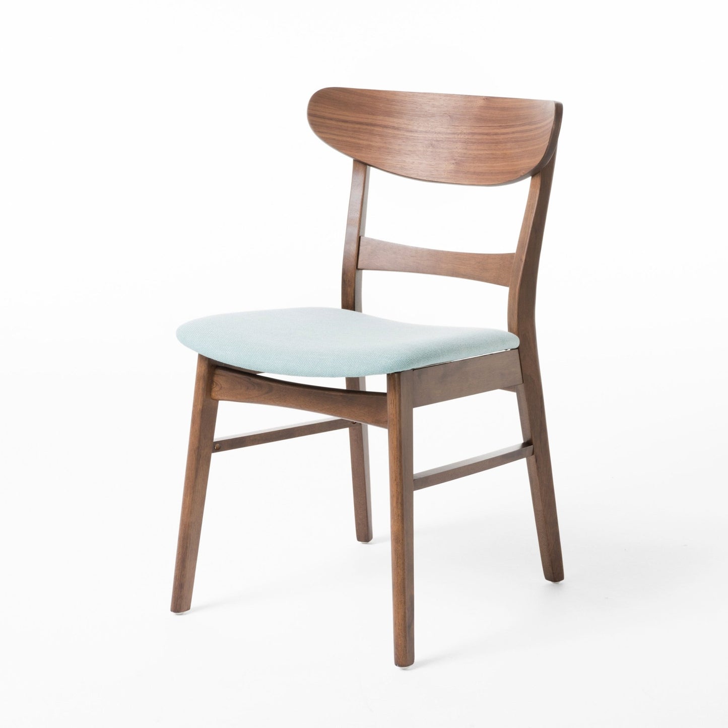 Mid - Century Modern 5 - Piece Dining Set with Rubberwood Frame, One Table and 4 Upholstered Chairs in Walnut and Mint Finish - 1st Choice Furniture Direct