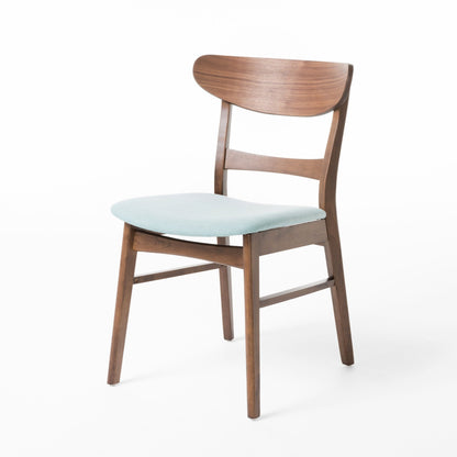 Mid - Century Modern 5 - Piece Dining Set with Rubberwood Frame, One Table and 4 Upholstered Chairs in Walnut and Mint Finish - 1st Choice Furniture Direct