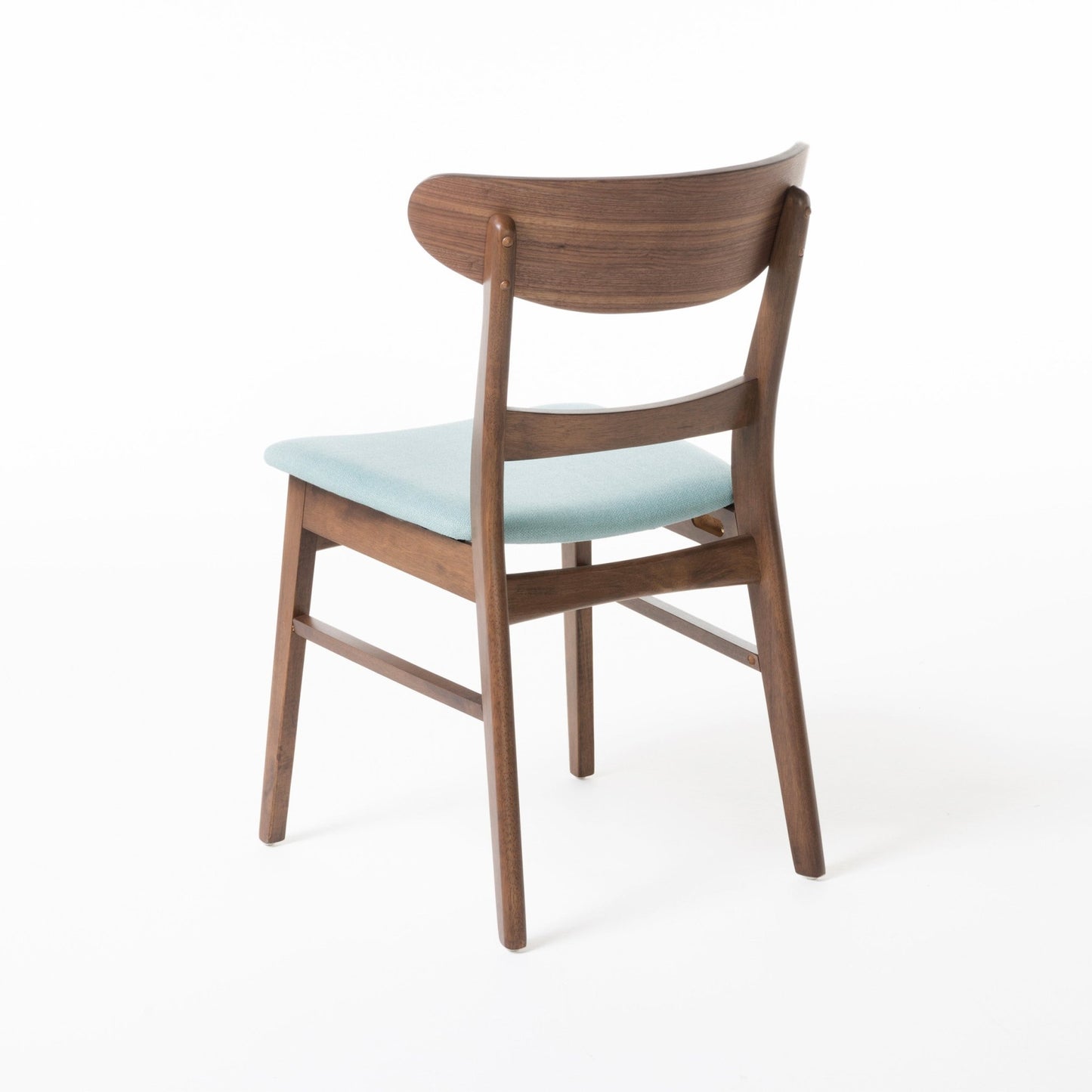Mid - Century Modern 5 - Piece Dining Set with Rubberwood Frame, One Table and 4 Upholstered Chairs in Walnut and Mint Finish - 1st Choice Furniture Direct