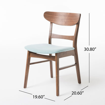 Mid - Century Modern 5 - Piece Dining Set with Rubberwood Frame, One Table and 4 Upholstered Chairs in Walnut and Mint Finish - 1st Choice Furniture Direct