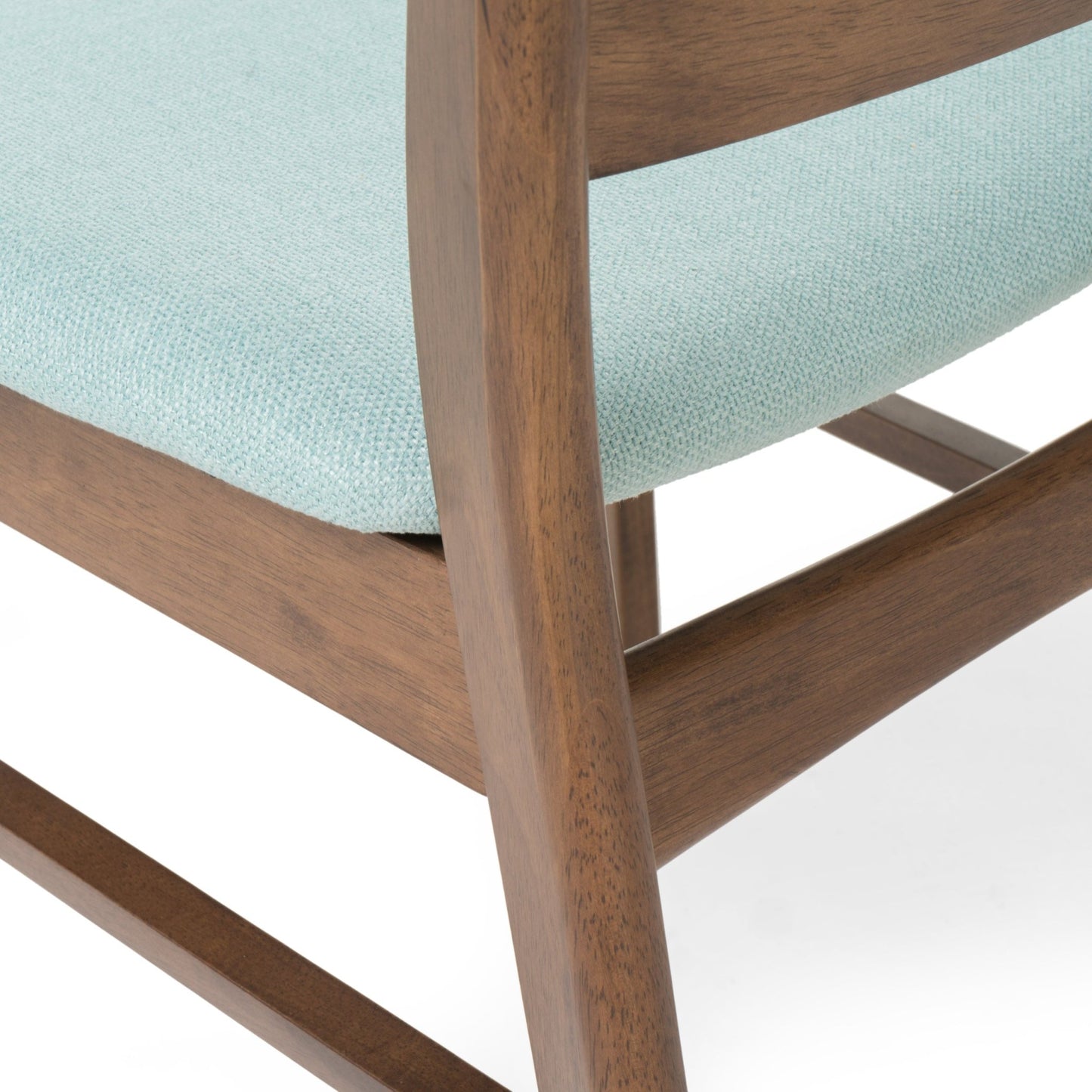 Mid - Century Modern 5 - Piece Dining Set with Rubberwood Frame, One Table and 4 Upholstered Chairs in Walnut and Mint Finish - 1st Choice Furniture Direct