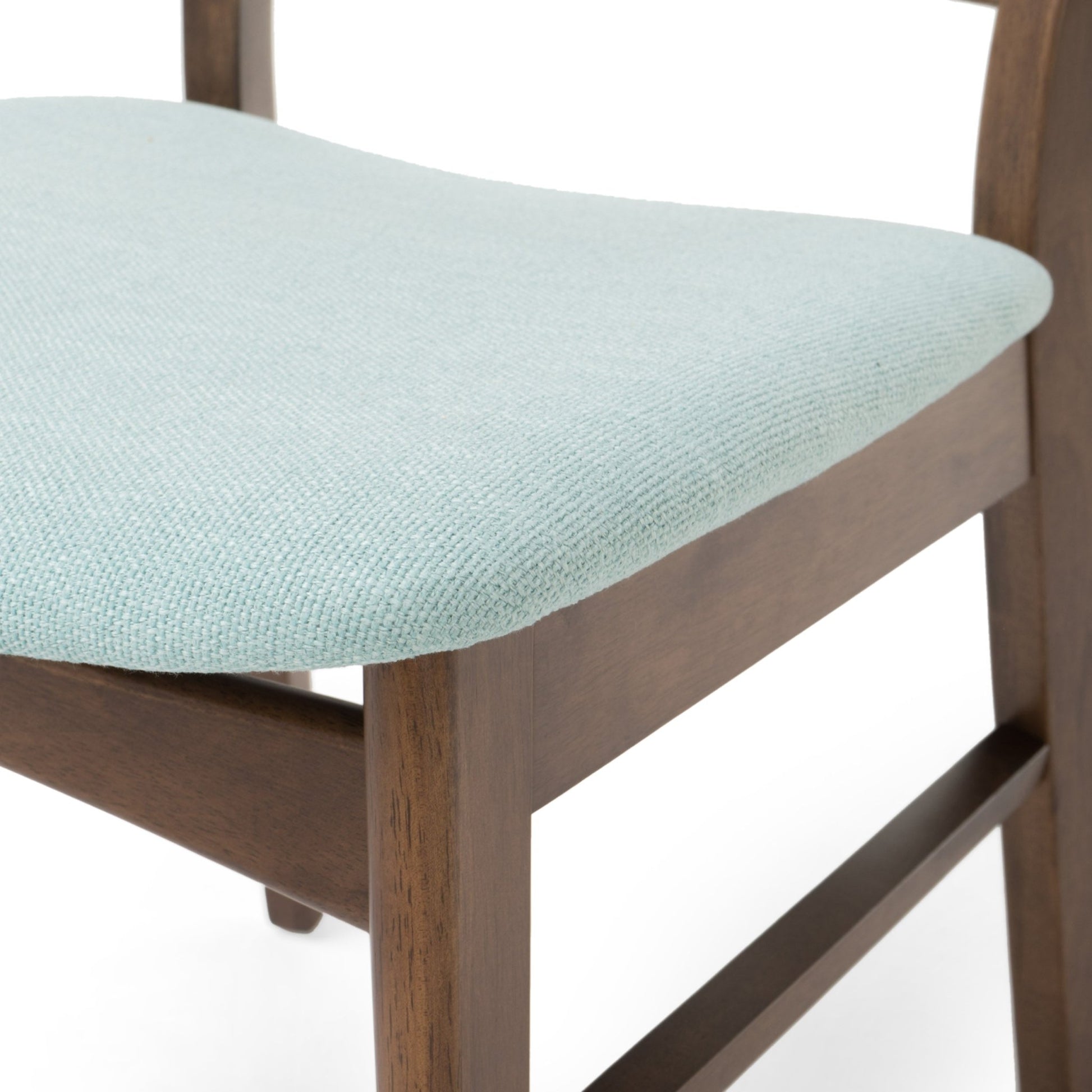 Mid - Century Modern 5 - Piece Dining Set with Rubberwood Frame, One Table and 4 Upholstered Chairs in Walnut and Mint Finish - 1st Choice Furniture Direct