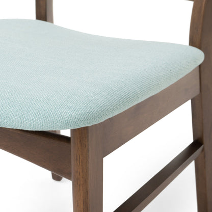Mid - Century Modern 5 - Piece Dining Set with Rubberwood Frame, One Table and 4 Upholstered Chairs in Walnut and Mint Finish - 1st Choice Furniture Direct