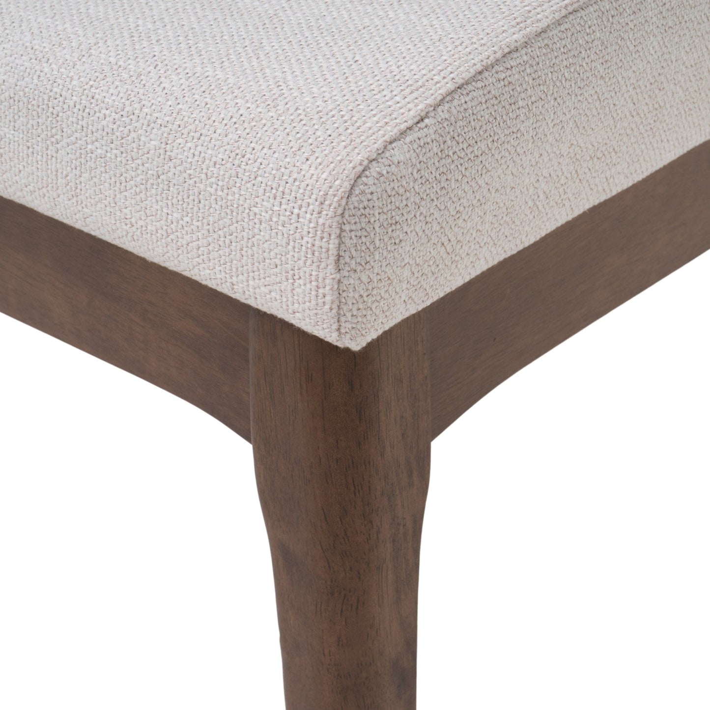 Mid - Century Modern 5 - Piece Dining Set with Solid Rubberwood Table and 4 Upholstered Chairs in Walnut and Light Beige - 1st Choice Furniture Direct