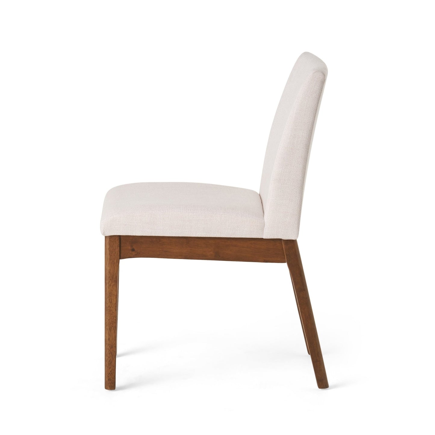 Mid - Century Modern 5 - Piece Dining Set with Solid Rubberwood Table and 4 Upholstered Chairs in Walnut and Light Beige - 1st Choice Furniture Direct