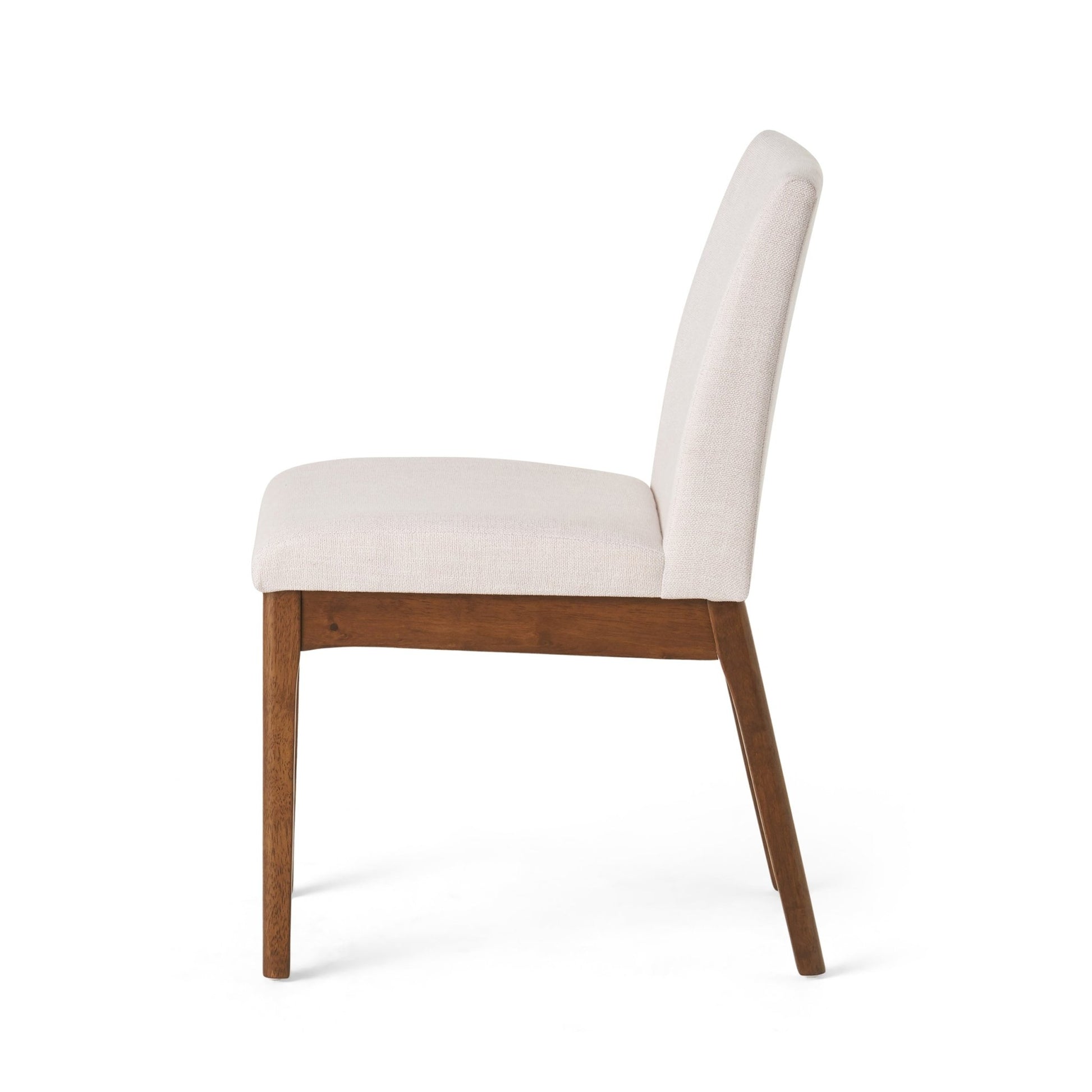 Mid - Century Modern 5 - Piece Dining Set with Solid Rubberwood Table and 4 Upholstered Chairs in Walnut and Light Beige - 1st Choice Furniture Direct