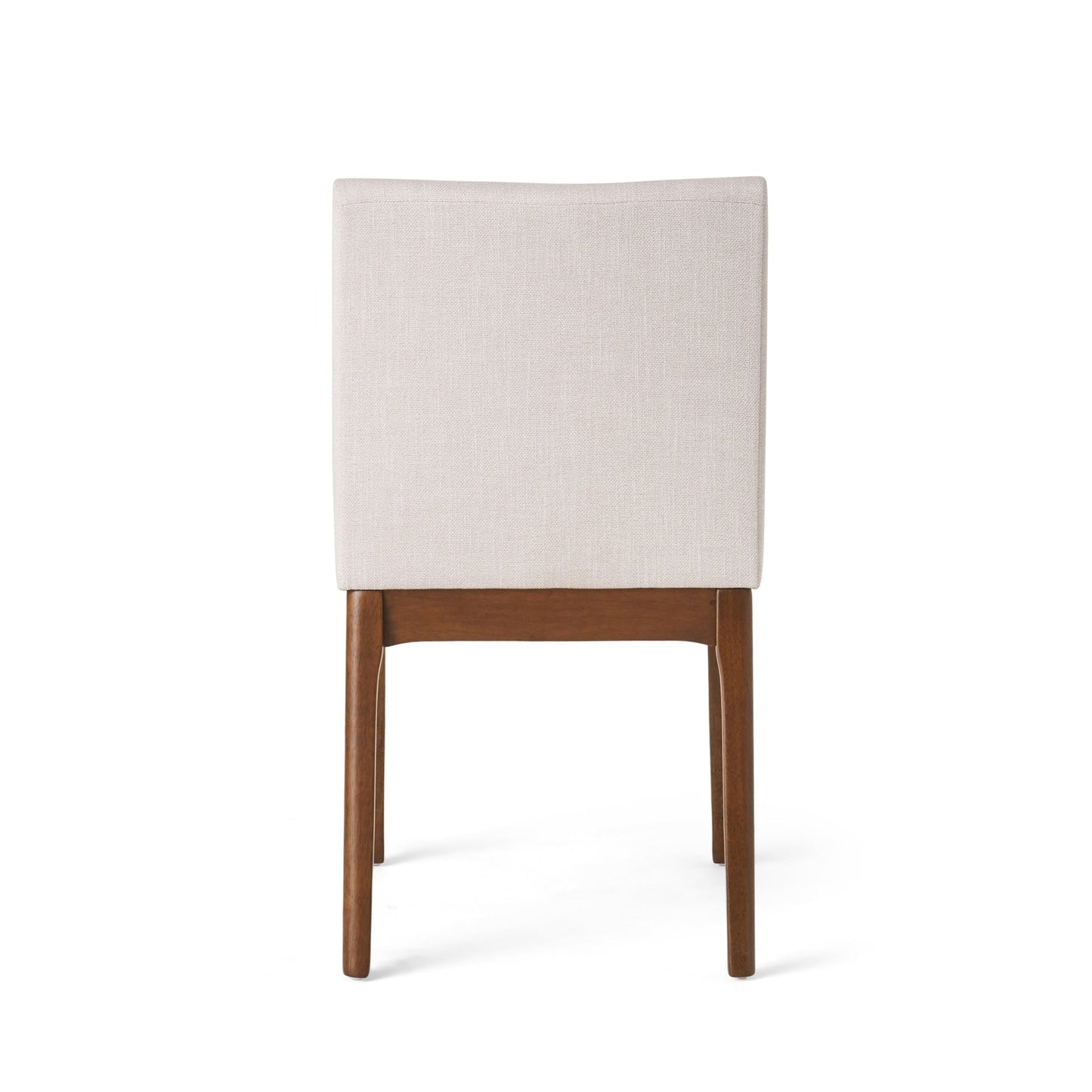 Mid - Century Modern 5 - Piece Dining Set with Solid Rubberwood Table and 4 Upholstered Chairs in Walnut and Light Beige - 1st Choice Furniture Direct