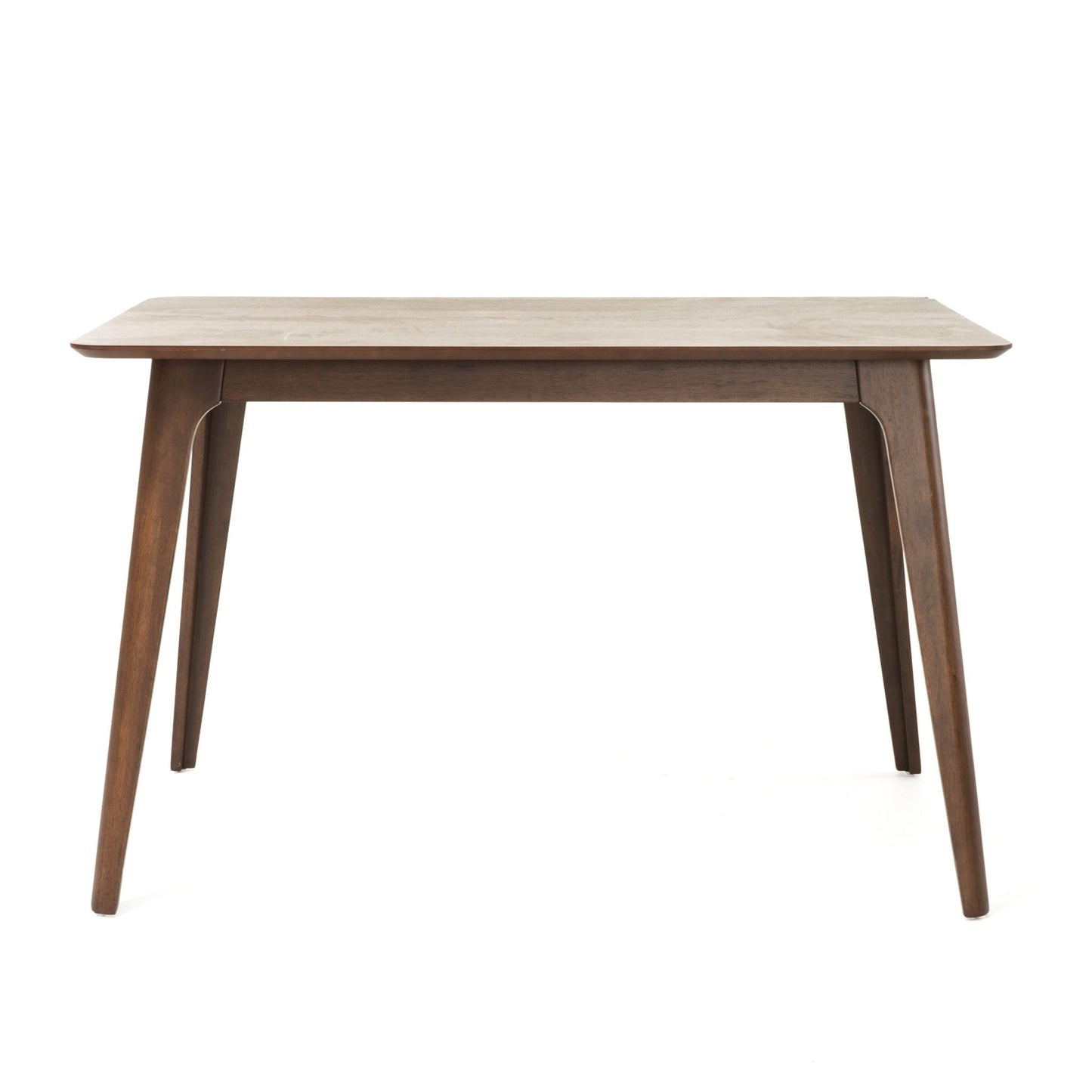 Mid - Century Modern 5 - Piece Dining Set with Solid Rubberwood Table and 4 Upholstered Chairs in Walnut and Light Beige - 1st Choice Furniture Direct