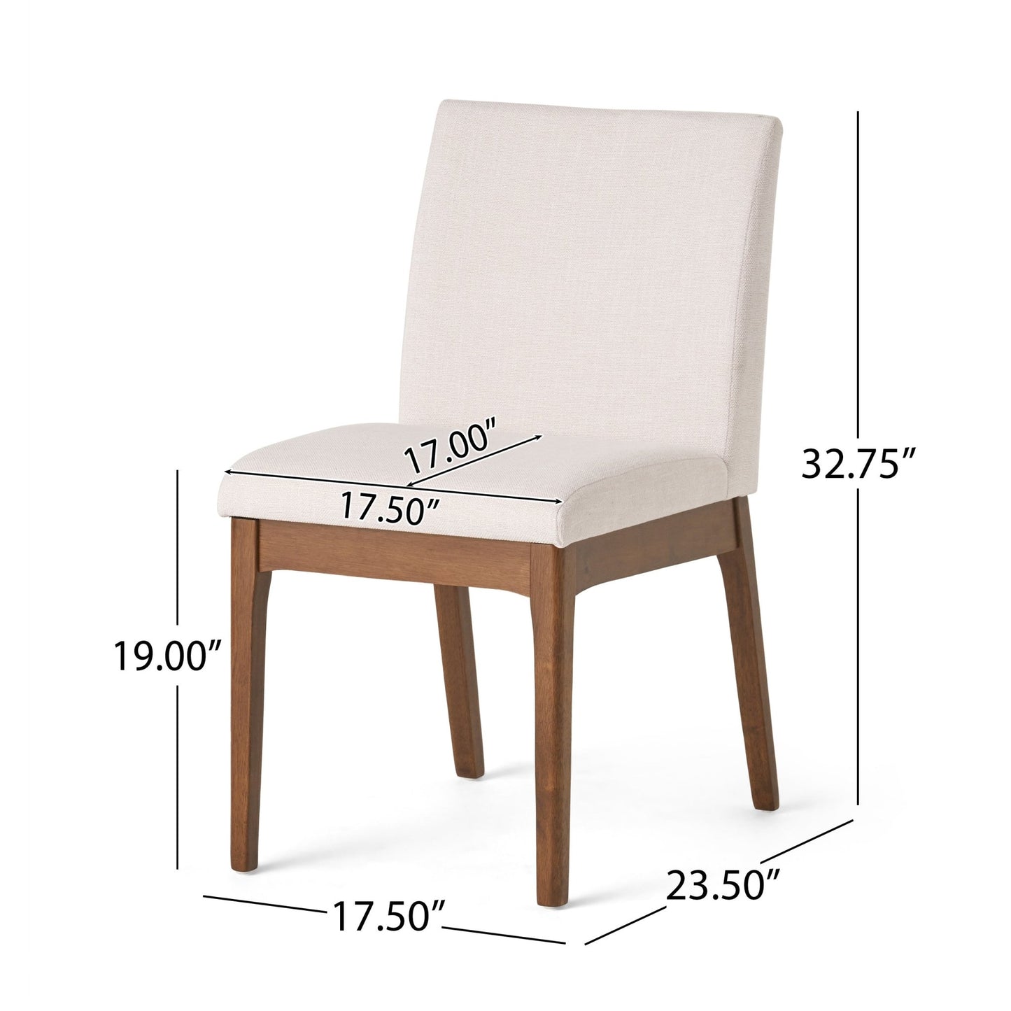 Mid - Century Modern 5 - Piece Dining Set with Solid Rubberwood Table and 4 Upholstered Chairs in Walnut and Light Beige - 1st Choice Furniture Direct