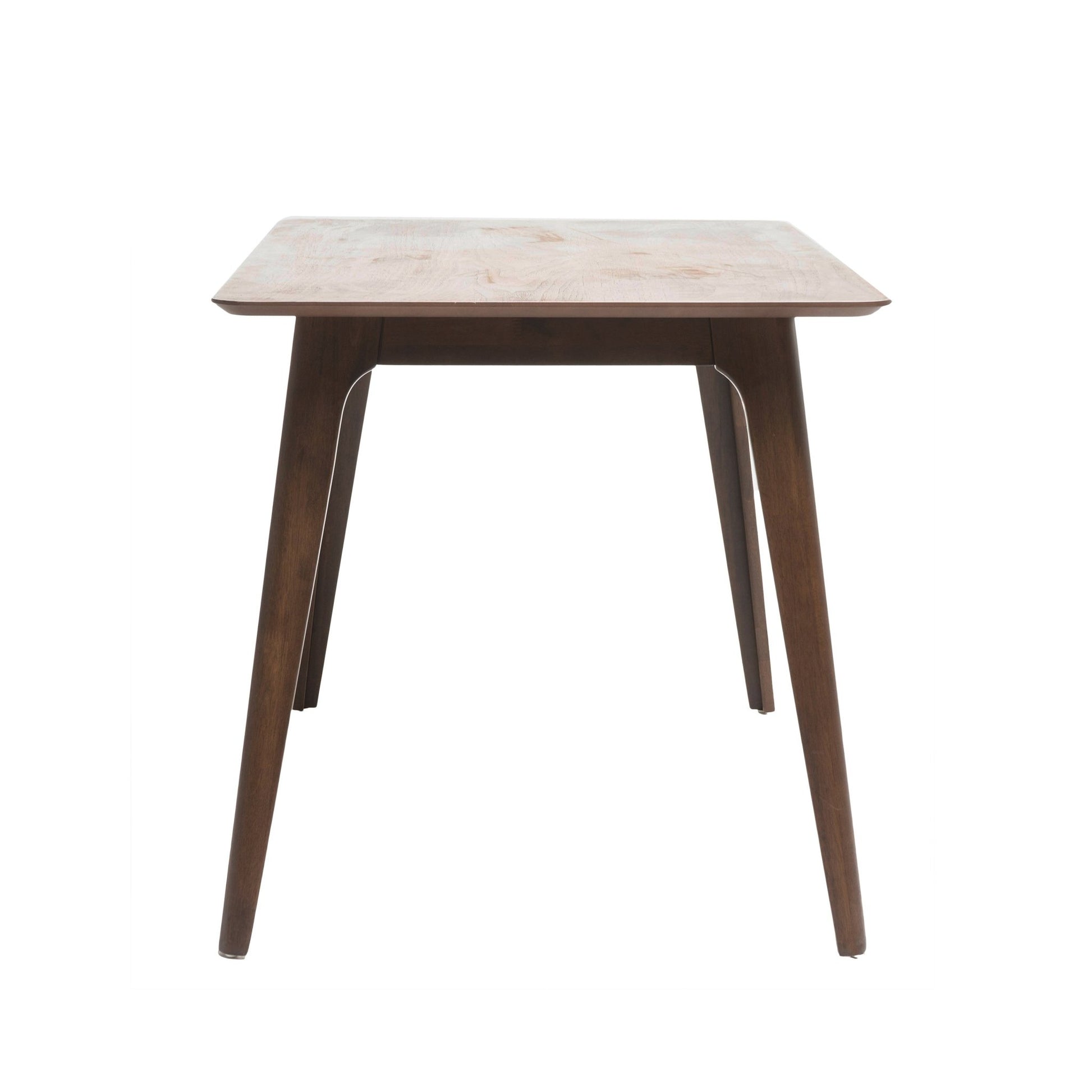 Mid - Century Modern 5 - Piece Dining Set with Solid Rubberwood Table and 4 Upholstered Chairs in Walnut and Light Beige - 1st Choice Furniture Direct