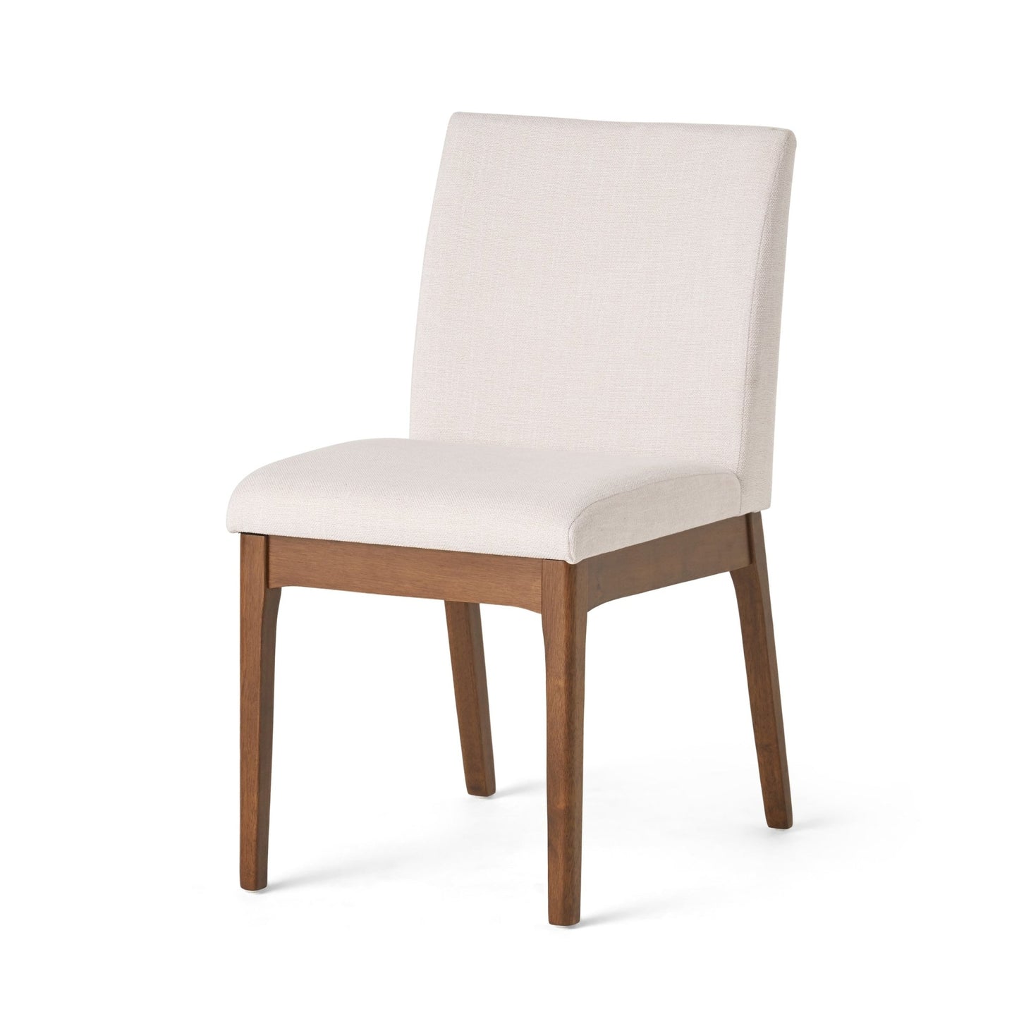 Mid - Century Modern 5 - Piece Dining Set with Solid Rubberwood Table and 4 Upholstered Chairs in Walnut and Light Beige - 1st Choice Furniture Direct