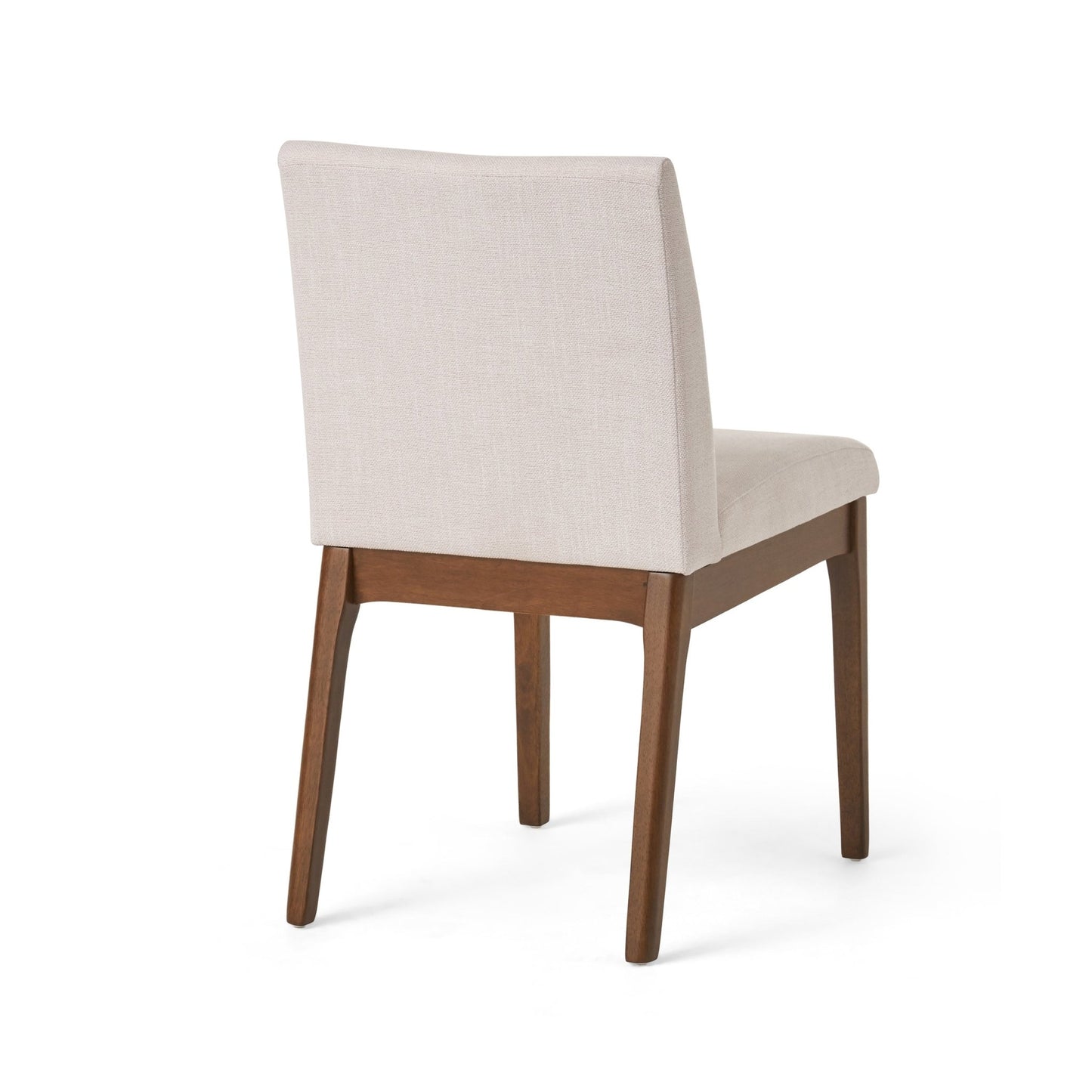 Mid - Century Modern 5 - Piece Dining Set with Solid Rubberwood Table and 4 Upholstered Chairs in Walnut and Light Beige - 1st Choice Furniture Direct