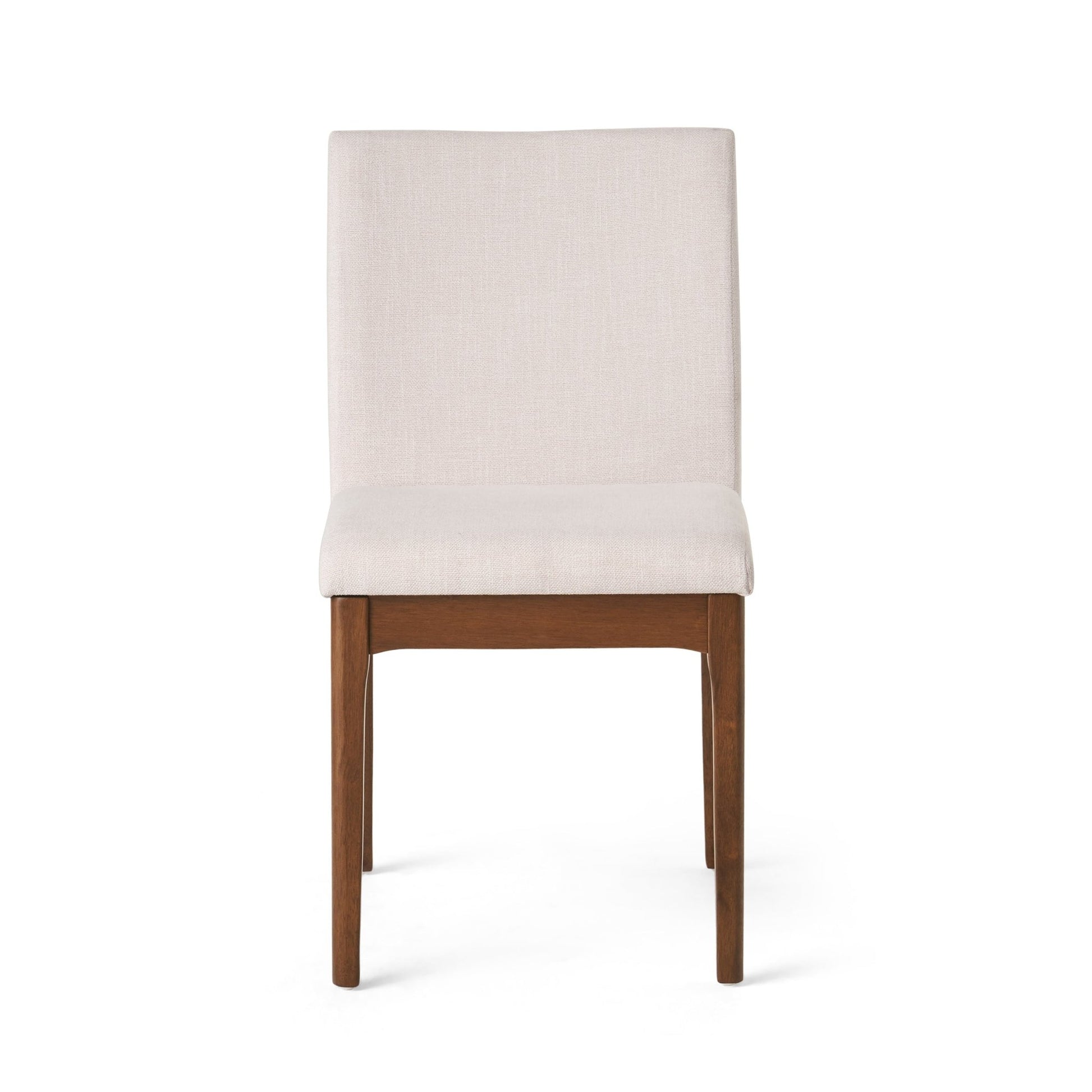 Mid - Century Modern 5 - Piece Dining Set with Solid Rubberwood Table and 4 Upholstered Chairs in Walnut and Light Beige - 1st Choice Furniture Direct