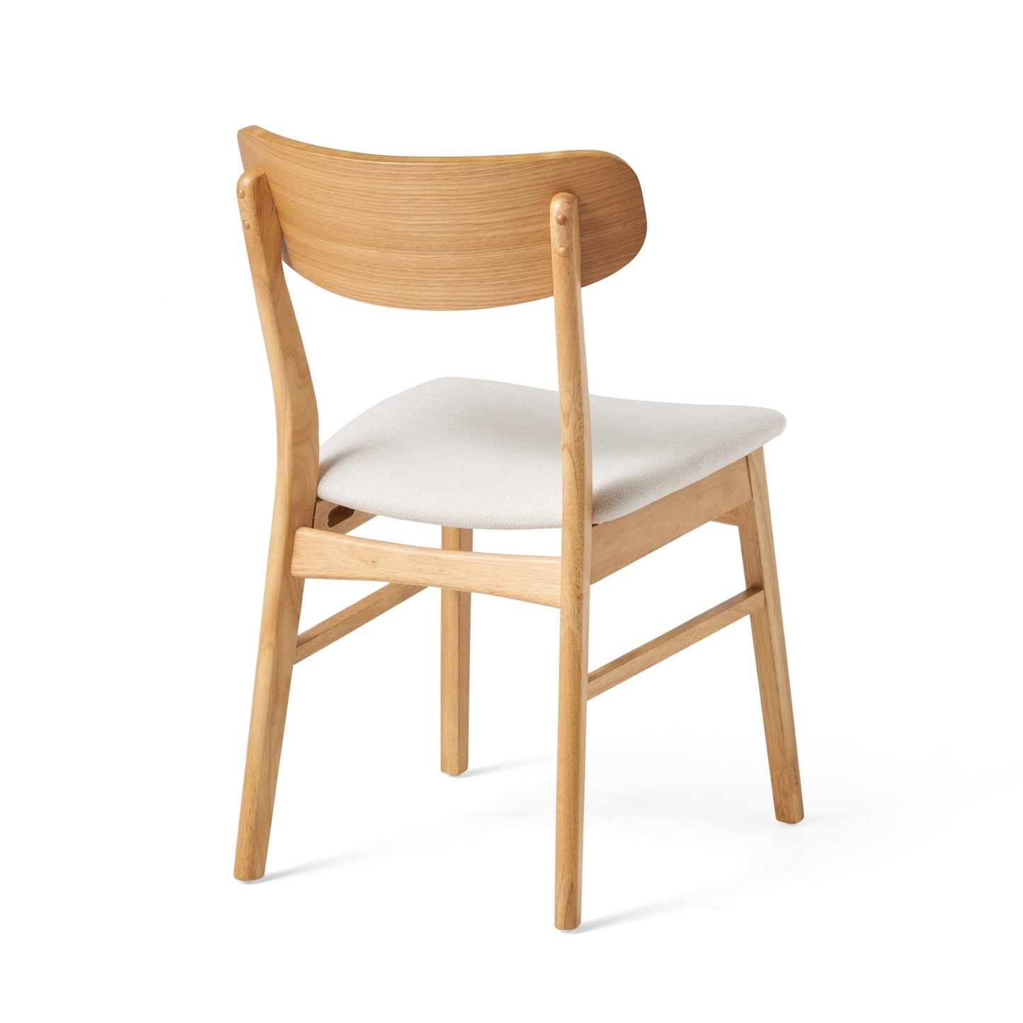 Mid - Century Modern 5 - Piece Dining Set with Solid Wood Table and Upholstered Chairs in White Oak + Light Beige, Fabric and Rubber Wood Construction - 1st Choice Furniture Direct