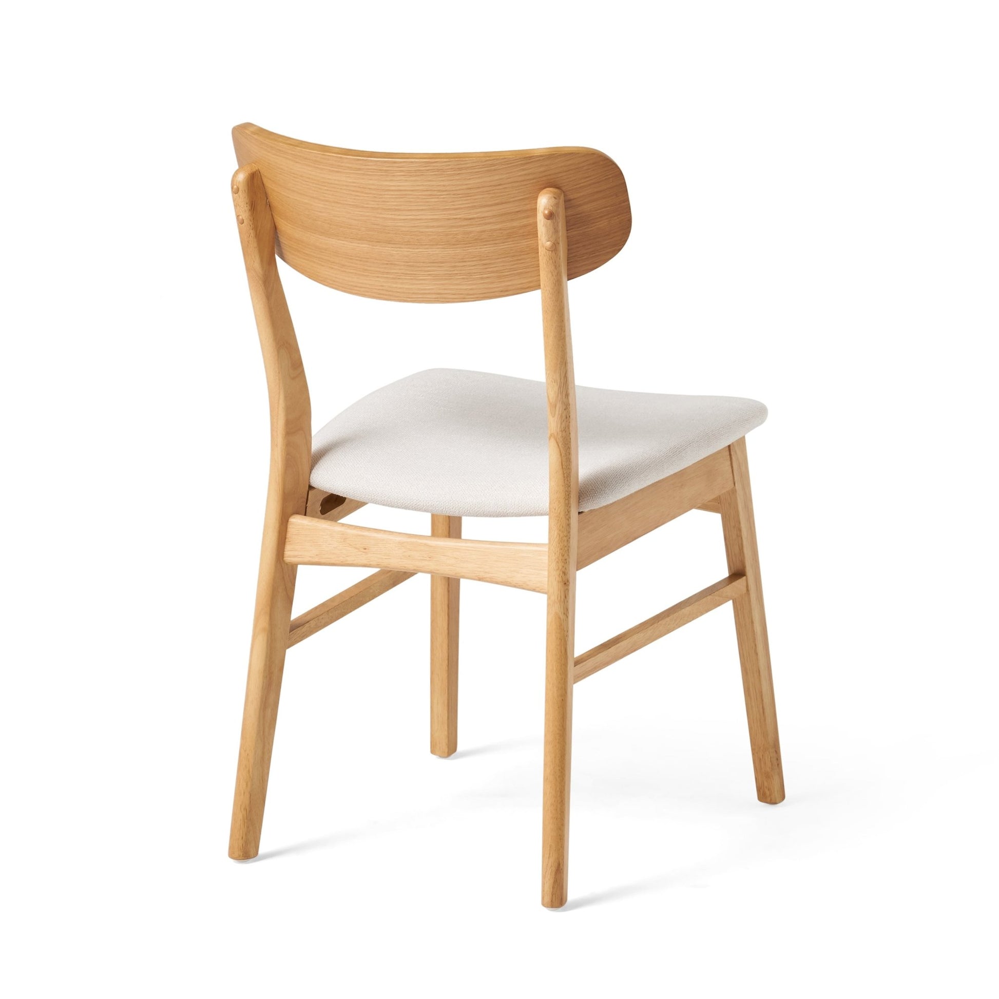 Mid - Century Modern 5 - Piece Dining Set with Solid Wood Table and Upholstered Chairs in White Oak + Light Beige, Fabric and Rubber Wood Construction - 1st Choice Furniture Direct