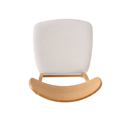 Mid - Century Modern 5 - Piece Dining Set with Solid Wood Table and Upholstered Chairs in White Oak + Light Beige, Fabric and Rubber Wood Construction - 1st Choice Furniture Direct