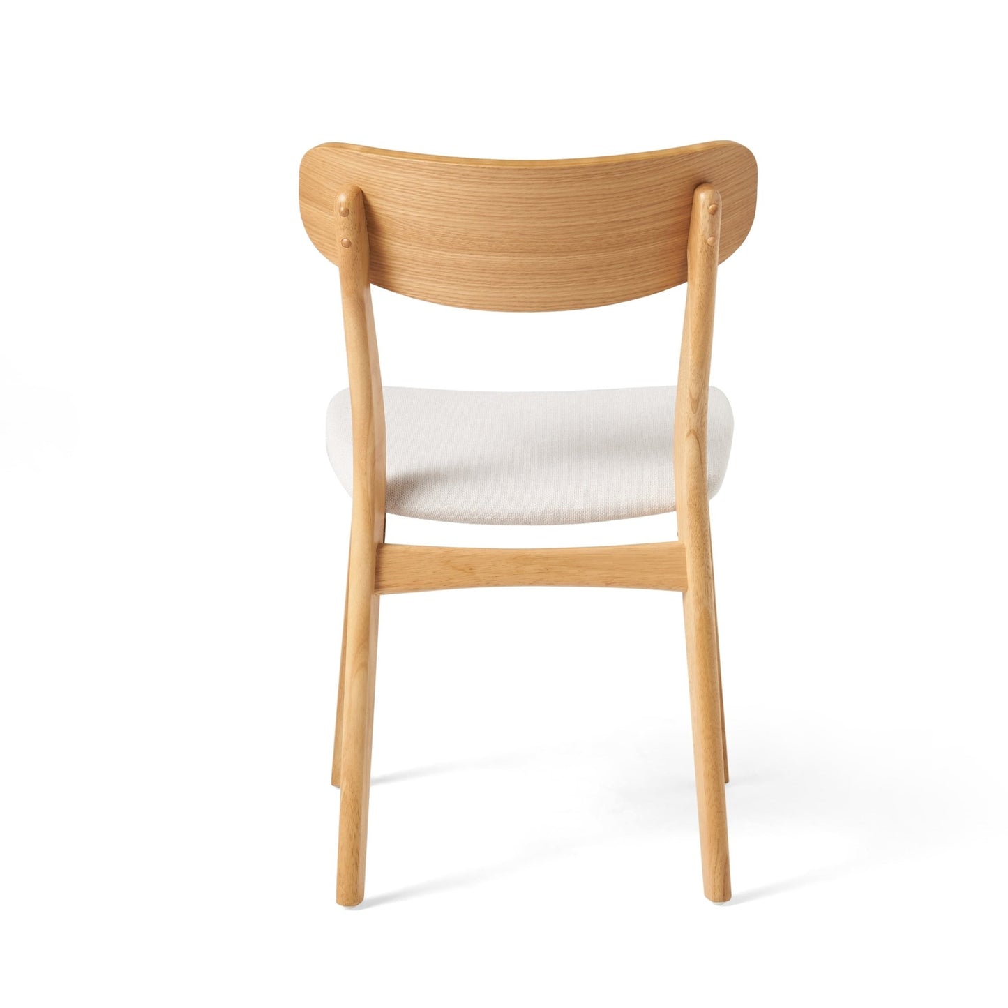 Mid - Century Modern 5 - Piece Dining Set with Solid Wood Table and Upholstered Chairs in White Oak + Light Beige, Fabric and Rubber Wood Construction - 1st Choice Furniture Direct