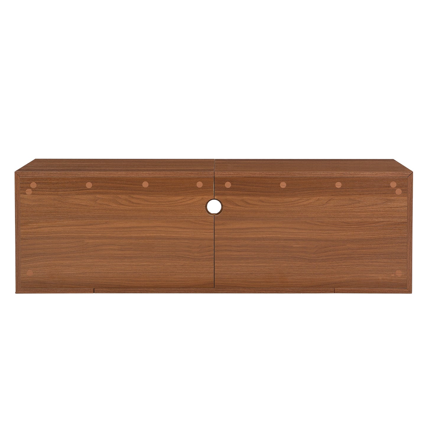 Mid-Century Modern 54.3' Extendable TV Stand (up to 100') with Cat House & Litter Box Enclosure – Walnut Wood Entertainment Center, Sliding Doors, Hidden Pet Furniture - 1st Choice Furniture Direct
