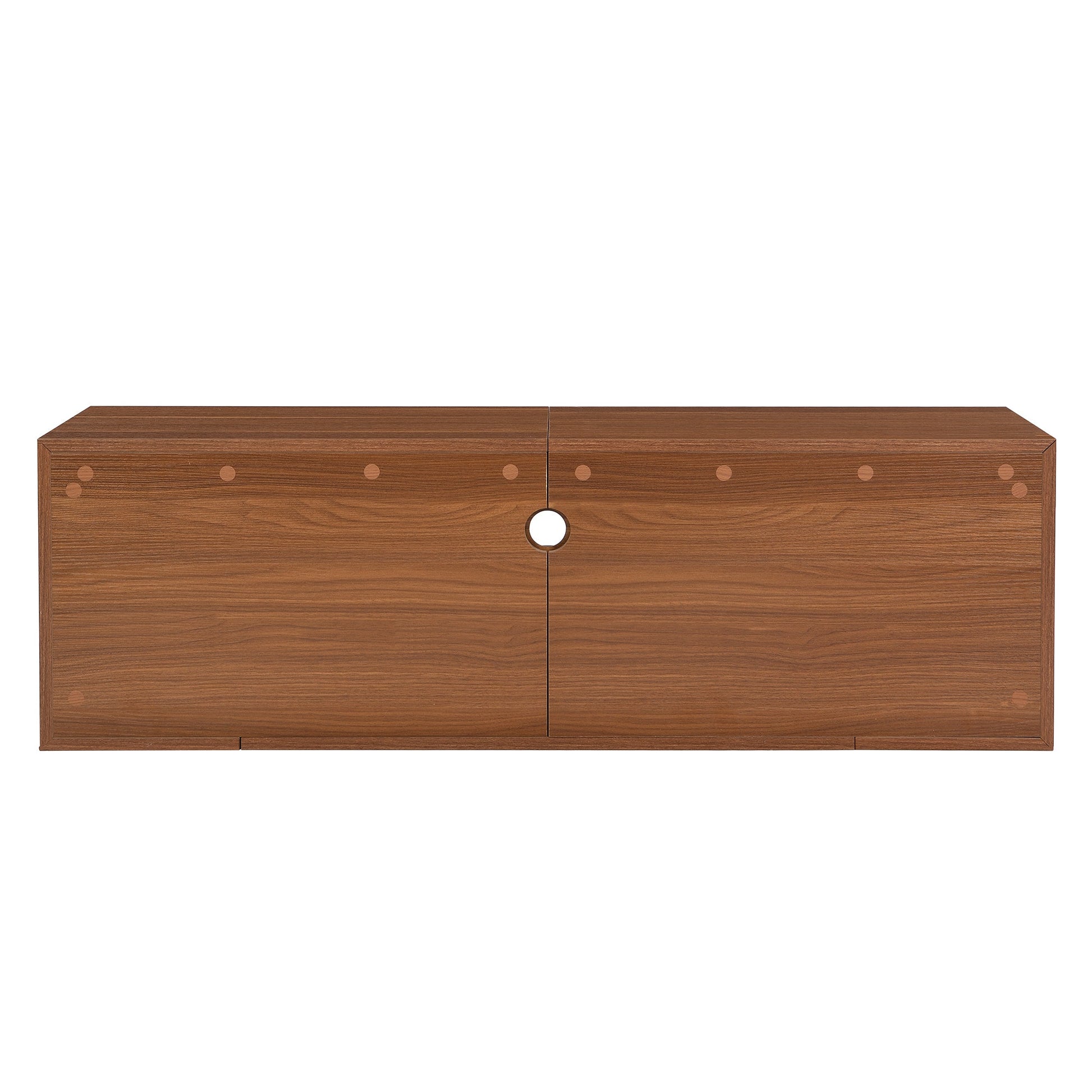 Mid-Century Modern 54.3' Extendable TV Stand (up to 100') with Cat House & Litter Box Enclosure – Walnut Wood Entertainment Center, Sliding Doors, Hidden Pet Furniture - 1st Choice Furniture Direct