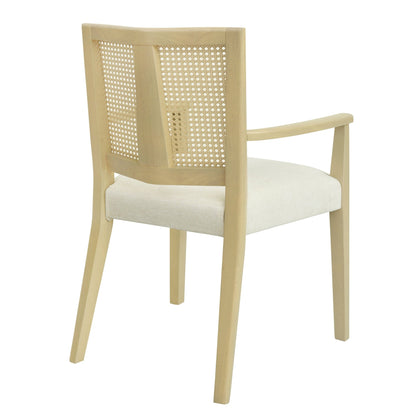 Mid - Century Modern ARM Dining Chair Set of 2 with Rattan Backrest - 1st Choice Furniture Direct