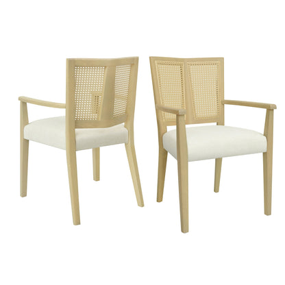 Mid - Century Modern ARM Dining Chair Set of 2 with Rattan Backrest - 1st Choice Furniture Direct