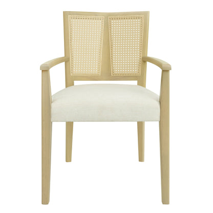 Mid - Century Modern ARM Dining Chair Set of 2 with Rattan Backrest - 1st Choice Furniture Direct