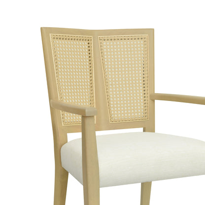 Mid - Century Modern ARM Dining Chair Set of 2 with Rattan Backrest - 1st Choice Furniture Direct
