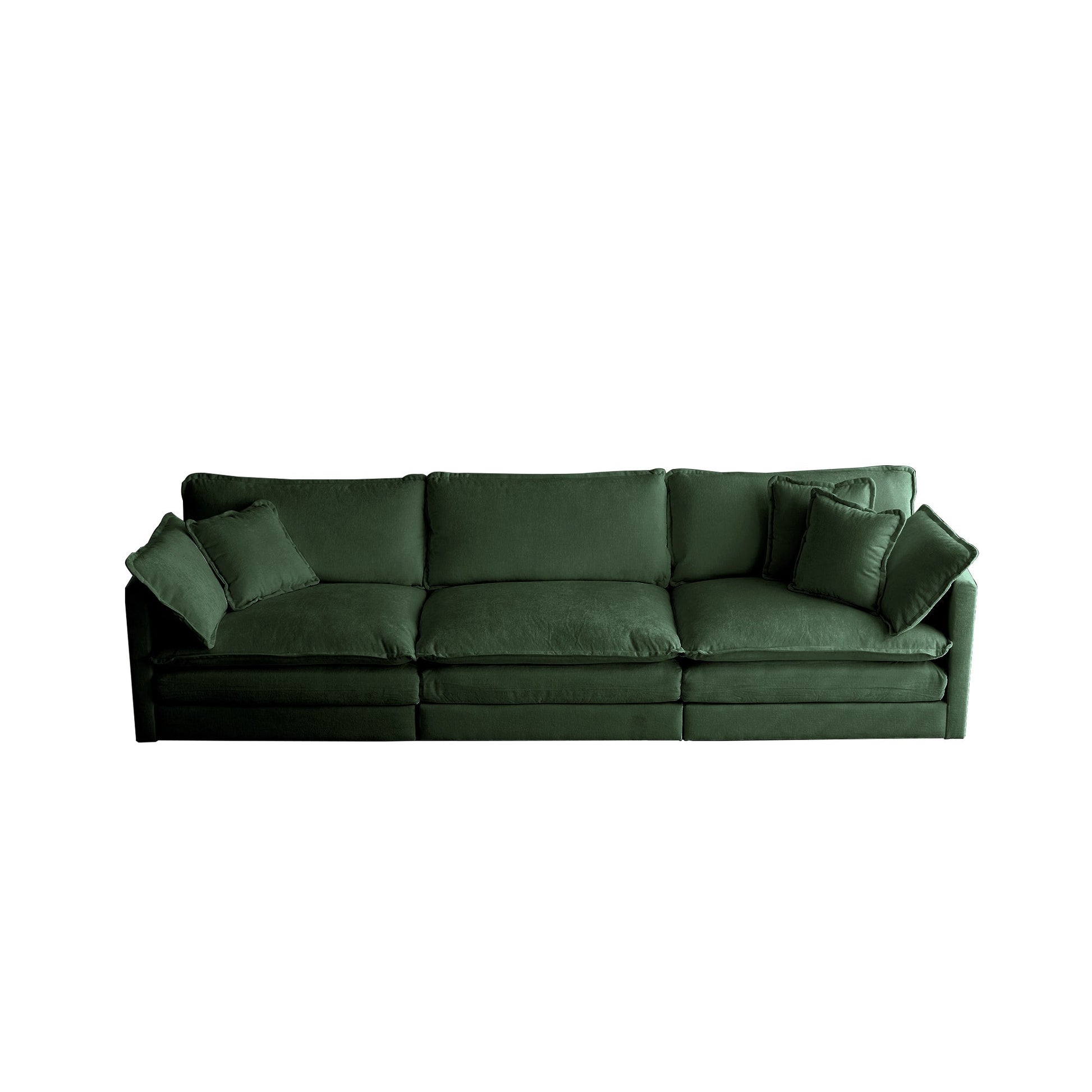 Mid - Century Modern Couch 3 - Seater Sofa with 2 Armrest Pillows and 3 Toss Pillows, Couch for Living Room Green Chenille - 1st Choice Furniture Direct