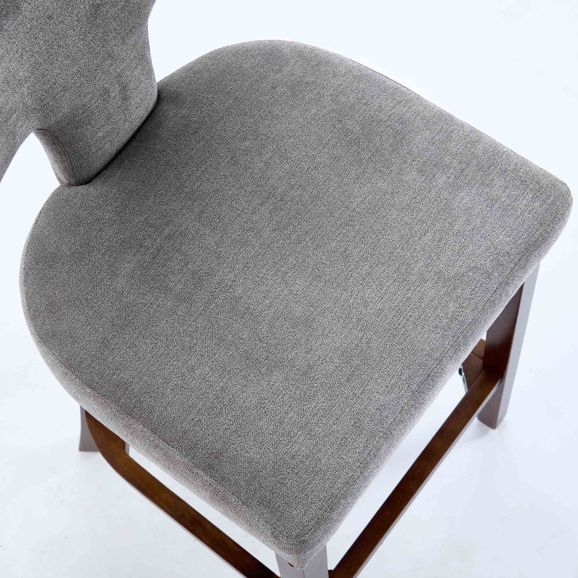 Mid Century Modern Counter Height Bar Stools Set of 2, Farmhouse Linen Fabric Upholstered Accent Chair Curved Backrest with Copper Nails around,Kitchen Chairs with Hardwood Frame, Gray - 1st Choice Furniture Direct