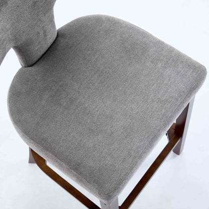Mid Century Modern Counter Height Bar Stools Set of 2, Farmhouse Linen Fabric Upholstered Accent Chair Curved Backrest with Copper Nails around,Kitchen Chairs with Hardwood Frame, Gray - 1st Choice Furniture Direct