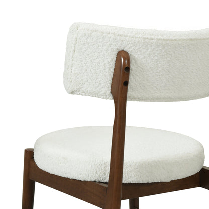 Mid Century Modern Counter Stool Set of 2 Walnut Beige Boucle 20x20x38.25 inches - 1st Choice Furniture Direct