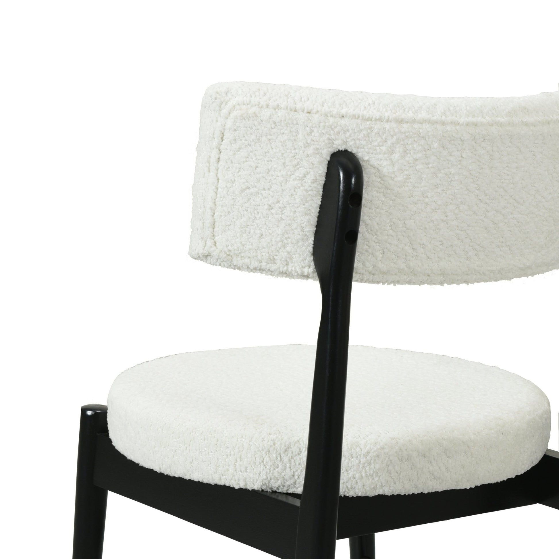 Mid Century Modern Counter Stool Set of 2 with Upholstered Seat, Black and Beige, Rubber Wood Frame - 1st Choice Furniture Direct
