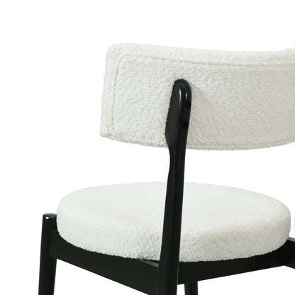 Mid Century Modern Counter Stool Set of 2 with Upholstered Seat, Black and Beige, Rubber Wood Frame - 1st Choice Furniture Direct