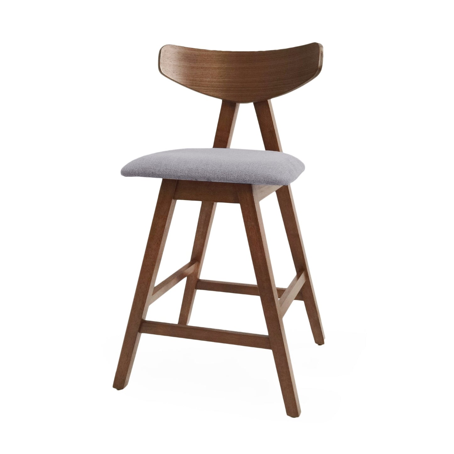 Mid - Century Modern Counter Stool Set of 2 with Upholstered Seating and Dark Grey Fabric - 1st Choice Furniture Direct