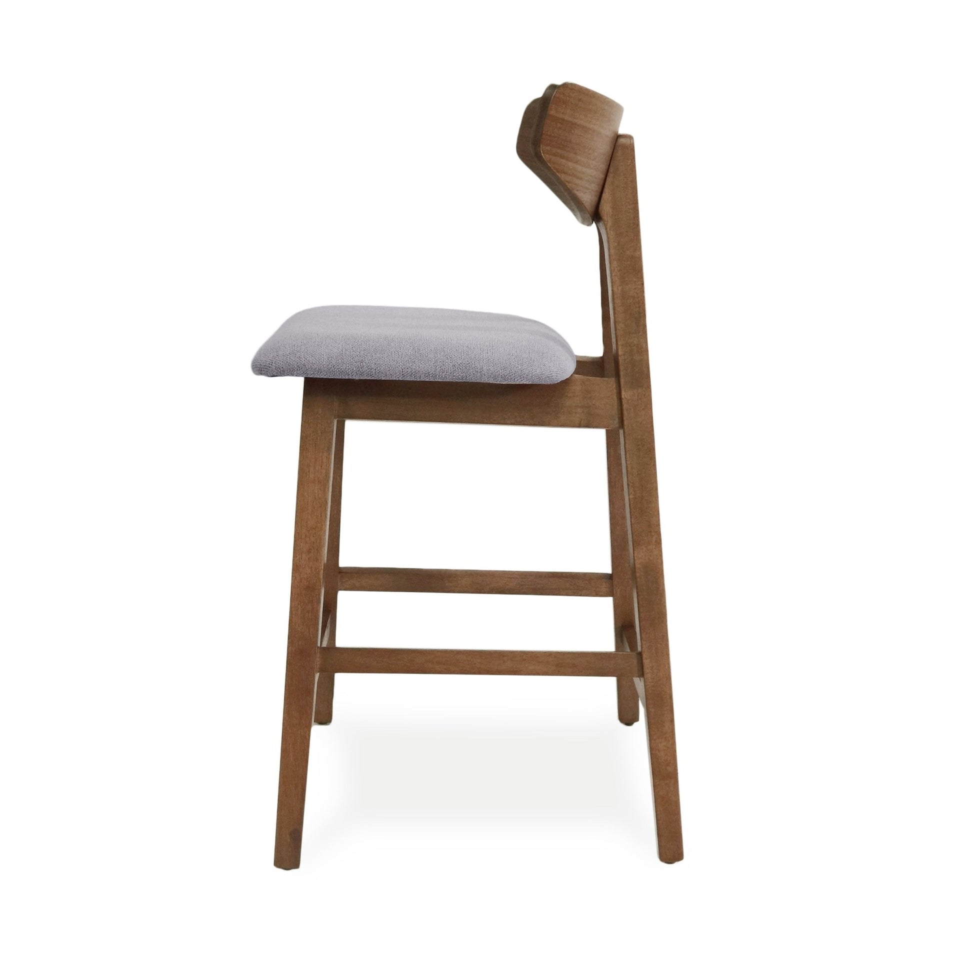 Mid - Century Modern Counter Stool Set of 2 with Upholstered Seating and Dark Grey Fabric - 1st Choice Furniture Direct
