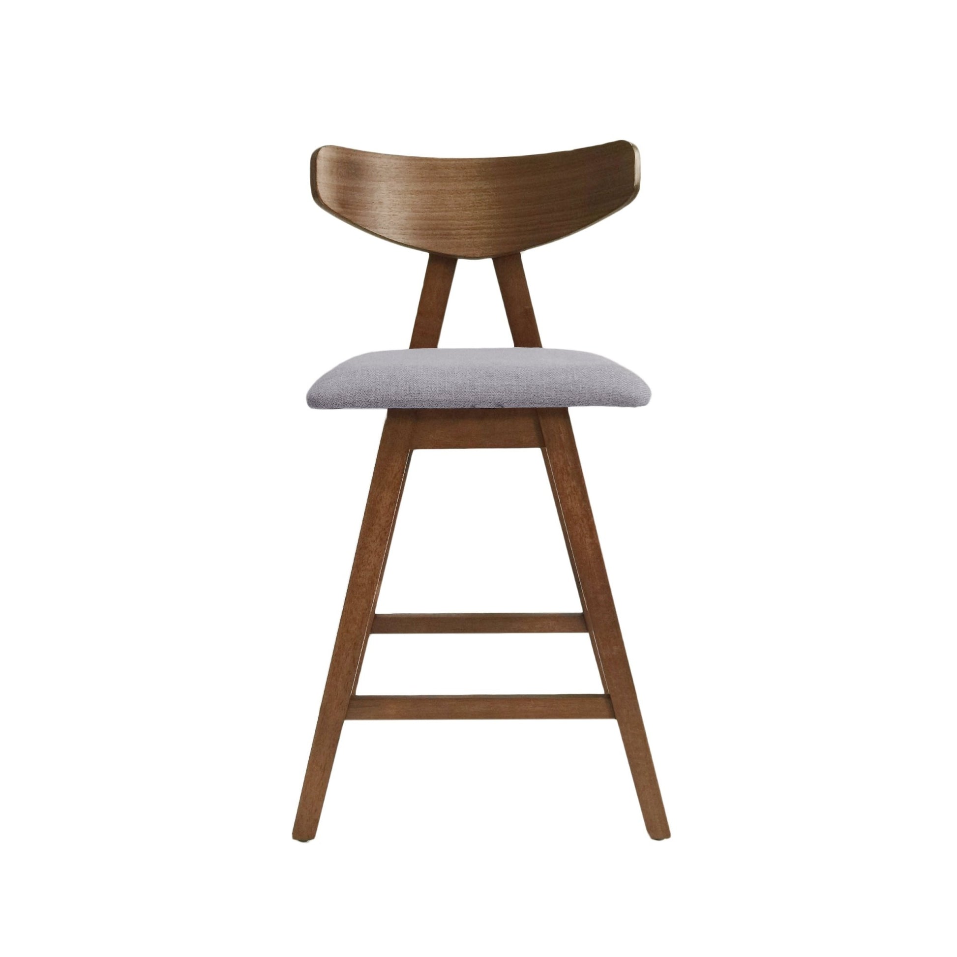 Mid - Century Modern Counter Stool Set of 2 with Upholstered Seating and Dark Grey Fabric - 1st Choice Furniture Direct